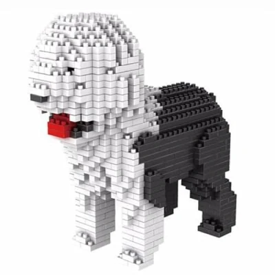 Image de Atomic Building Chien de Berger Anglais ou Bobtail (English Shepherd). Figure à Assembler avec des nanoblocs. 950 pièces.