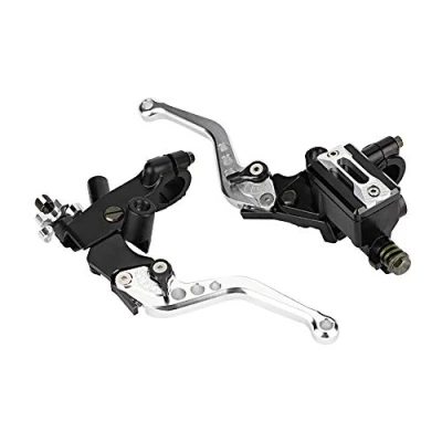 Image de EBTOOLS pour Levier Moto Frein Modification de la 7/8 &quot;(22mm) et D&#039;embrayage Hydraulique Universel, Paire Gauche Droite Réservoir D&#039;huile en Métal, Adapté à