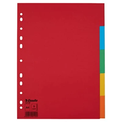 Image de Esselte 100199 Lot de 20 intercalaires A4 avec onglets Rouge/multicolore Carton recyclé
