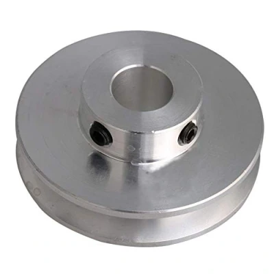 Image de BQLZR Poulie en alliage d&#039;aluminium argenté à gorge simple 10 mm alésage fixe pour arbre moteur 3 5 mm, courroie ronde PU de 41 x 16