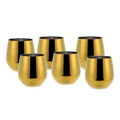 Image de ECHTWERK Set de 6 verres à vin et eau en acier inoxydable, édition or, 500 ml, 10 x 9,5 cm