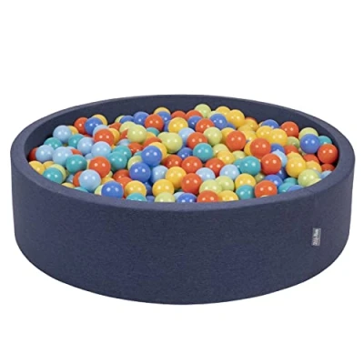 Image de KiddyMoon Piscine À Balles pour Bébé Rond 120X30cm/600 7Cm Grande Fosses Boules Jouet Enfant, Bleu Foncé:Vert Clair/Orange/Turq/Bleu/Babyblue/Jaune