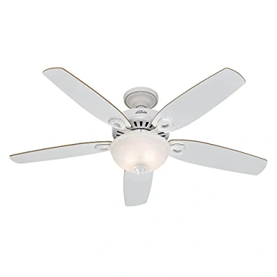 Image de Hunter 132 cm 52 pouces Builder Deluxe Ventilateur de Plafond Blanc Neige avec Système d&#039;Éclairage et Chaînette, 50570