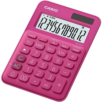 Image de CASIO Calculatrice de Bureau à 12 Chiffres MS 20UC RD S EC, Coloris Rose
