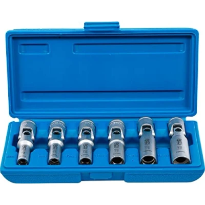 Image de BGS 2990 Jeu de clés articulées pour bougies préchauffe universelles, hexagonales 10 mm (3/8&quot;) 8 16 6 pièces, Argent/Bleu