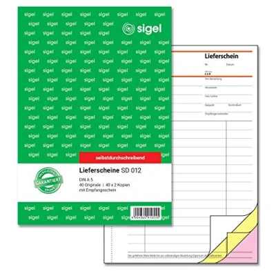 Image de SIGEL SD012 Bons de livraison A5, 3 x 40 feuilles, autocopiants, 1 pièce, en papier durable