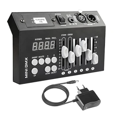 Image de Mini Controleur Dmx 512 Console 54 Canaux, Portable Table CH Dmx512 Light Controller Dmx, Panneau de Commande by batterie 9V ou Alimentation Universelle 9 12 V CC Contrôleur Lumière
