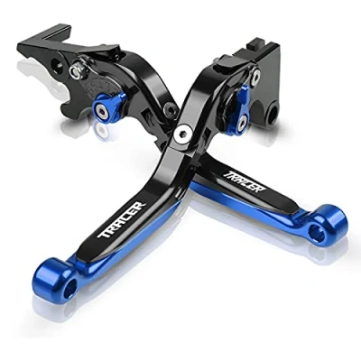 Image de QJY Motor Part Store Moto Leviers d&#039;embrayage de Frein CNC Ajustable pour Tracer 700/GT 2018 2020 900/GT 900 ABS 2015 MT09 2014 7 GT 2021+ (Noir+Bleu)