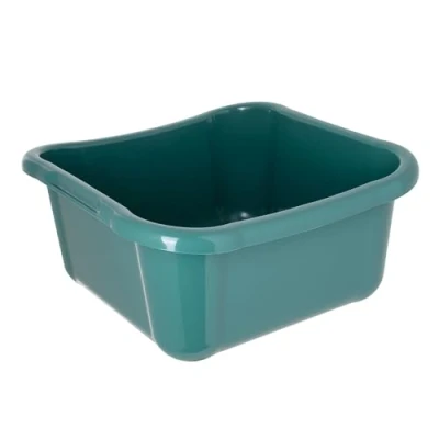 Image de KADAX Bassine à linge rectangulaire, robuste, avec poignées confortables, bac de rangement, nettoyage compact, vert, 8 l