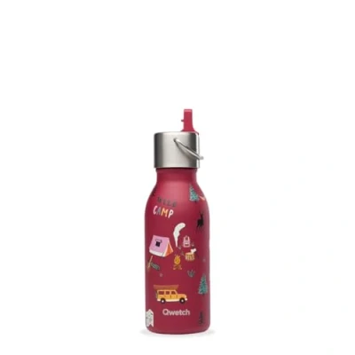 Image de QWETCH Gourde Enfant Isotherme 350ml Kids Yosemite Grenat Bouchon Pipette Inox 24h Froid et 12h Chaud Etanche &amp; Sans BPA du quotidien pour école, sport sorties