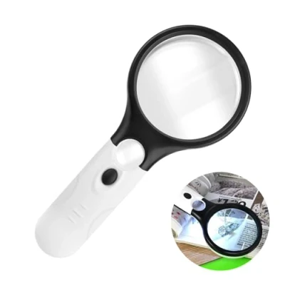 Image de Loupe de Lecture, Grossissante à Main 3X 45X avec 3 LED lumière, Lecture Éclairante, pour Bijoux, Artisanat