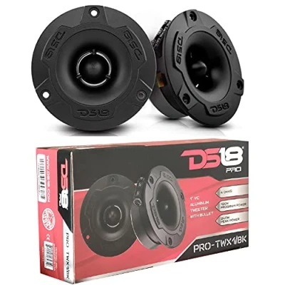 Image de DS 18 Set PRO TWX1/BK 2 tweeters Super Bullet Noirs mesurant 9,60 cm 96 mm de diamètre 120 Watts rms et 240 Max 4 ohms avec sensibilité 103 DB Profondeur, la Paire