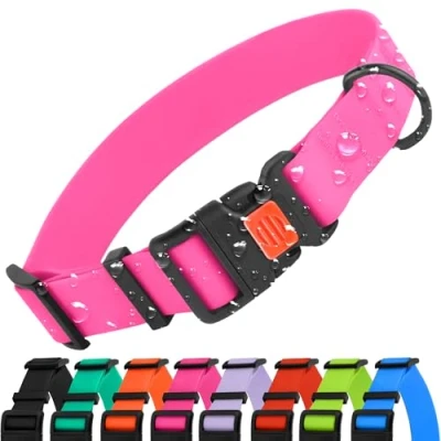 Image de CollarDirect Collier Colorés Imperméables Réglable pour Chien Animaux de Compagnie Petits et Grands Chiens Rose Noir Bleu Menthe Vert Orange (Rose, 45 66 cm)