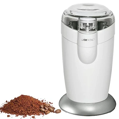 Image de Moulin à café électrique Clatronic, avec percussion en acier inoxydable, capacité 40 g, moteur 120 watts, inoxydable blanc, KSW 3306