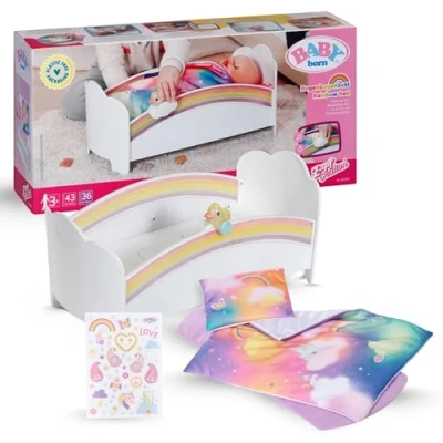 Image de BABY born lit Arc en Ciel, de poupée avec lumières Ciel et Berceuse apaisante Comprenant Linge réversible, 835999 Zapf Creation