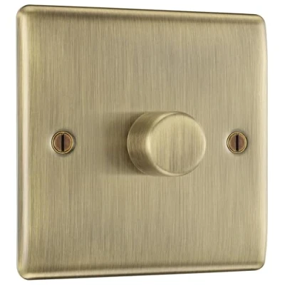 Image de BG Electrical Variateur d&#039;intensité simple Interrupteur intelligent Laiton antique 2 voies