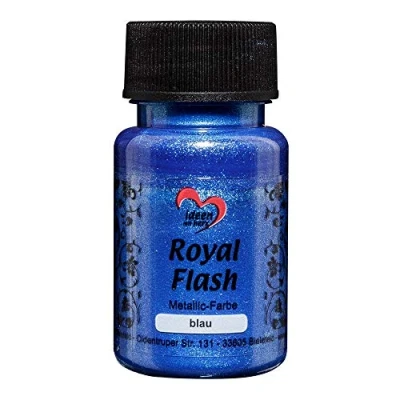 Image de ideen mit herz Royal Flash peinture métallique acrylique brillance métallique, avec de fines particules paillettes séchage rapide à base d&#039;eau 50 ml (bleu)