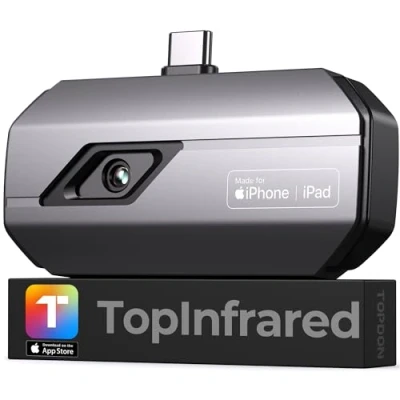 Image de TOPDON TC002C Caméra Thermique Infrarouge pour iOS Type C, 256x192 Résolution Imageur Thermique, Sensibilité à la Chaleur 40mk, Plage de Température 20 ℃ 550 ℃, iPhone 15 Séries et iPad Pro
