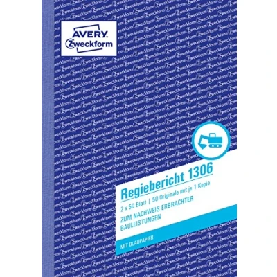 Image de Avery Zweckform 1306 réalisateur Rapport (A5, avec 2 feuilles de papier bleu, x 50 feuilles) Blanc/Jaune