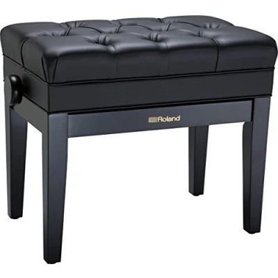Image de Roland RPB 500PE Banc de piano finition Ébène poli avec assise plastique et compartiment pour partitions 500PE, Bois, 64,5 x 37,5 25 cm