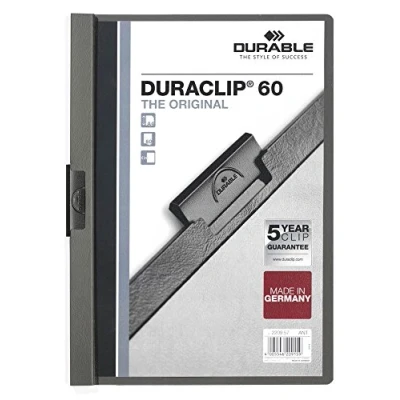 Image de Durable 220957 DURACLIP 60, Fichier clip pour 1 à 60 feuilles A4 Lot de 25 Sheets Anthracite