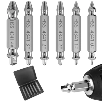 Image de Lixiluxia 6 Pièces Extracteur de Vis, Vis Casse, Lot d&#039;Extracteurs Professionnels, Kit Conception à Double Extrémité, Endommagé Extracteurs pour Enlever