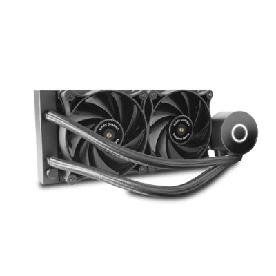 Image de Mars Gaming ML PRO240, Refroidissement Liquide Professionnel CPU, TDP 450W, 2x Ventilateurs FDB Ultra Silencieux, Pompe Opti Chamber avec Anneau Lumineux Blanc, Multisocket Universel, Noir