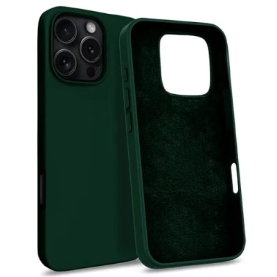 Image de MyGadget Coque Compatible avec iPhone 16 Pro Case Protection Rigide Anti Choc Doublure Microfibre Vert Olive