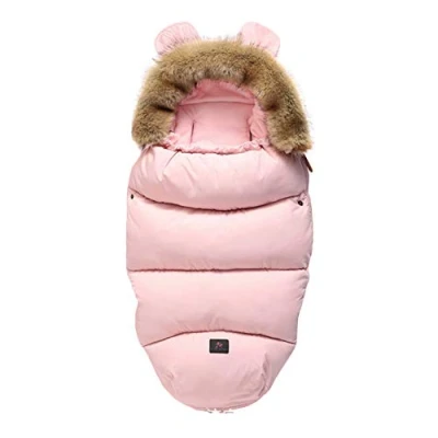 Image de Chancelière Poussette Universelle Confortable Sac de Couchage Bébé Hiver Chaud Imperméable Couverture Emmaillotage pour Poussette, Landaus, Buggy, Siège Auto, Lits (Rose)