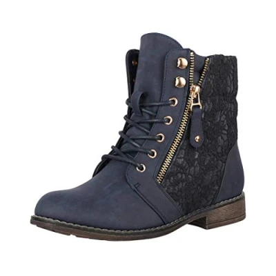 Image de Elara Bottines Femme Bottes de Travail Chunkyrayan B9812 KB Dunkelblau 36