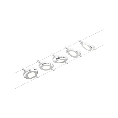Image de Paulmann 944.16 94416 CorDuo Kit LED RoundMac DC avec 5 x 4,5 W Extensible Câble chromé 3000 K, Métal, Blanc,