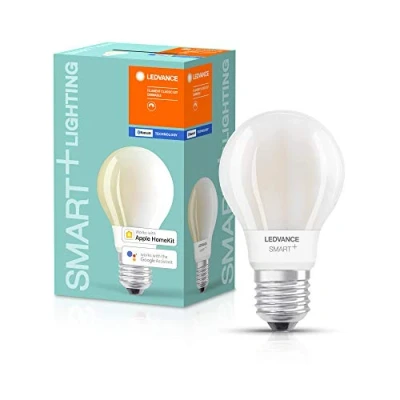 Image de LEDVANCE Lampe Smart LED avec Bluetooth, E27, dimmable, blanc chaud (2700K), remplace les lampes à incandescence de 100W, contrôlable Alexa, Google et Apple, SMART+ Filament Classic DIM,pack 4