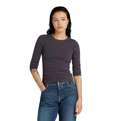 Image de G STAR RAW Pull Broken stripe Lightweight Femme ,Multicolore (grey asphalt htr/salute D24491 D563 G412), S