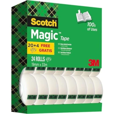 Image de Scotch Ruban Magic, Multi Pack 24 Rouleaux, 19 mm x 33 m Idéal pour le Bureau et l&#039;École