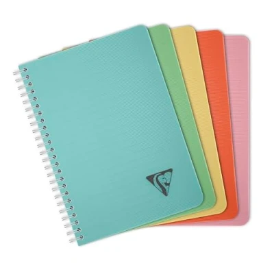 Image de Clairefontaine 327546C Collection Linicolor ESSENCE Un Carnet à Spirale A5 14,8x21 cm 180 Pages Lignées Papier Blanc 90 g Couverture Polypro Transparent Couleur Aléatoire