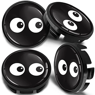 Image de SkinoEu Lot de 4 Enjoliveur Cache Moyeux Capuchon Centre Roue 65 mm, Compatible avec VW Enjoliveurs 3B7 601 171 / 6U7 Yeux Noir CV 45