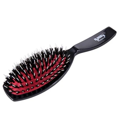 Image de Ponik&#039;s Brosse à cheveux pneumatique pour extensions en poils de sanglier naturels et aiguilles nylon Noir