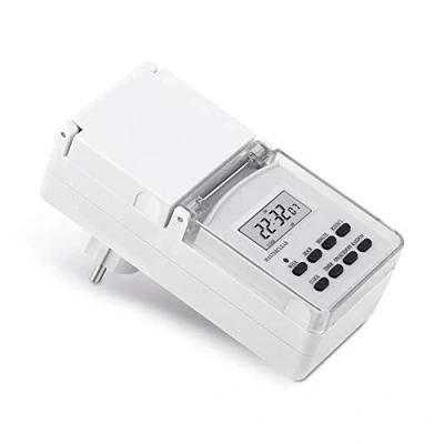 Image de Horloge numérique conecto pour Prise, intérieur et extérieur, 10 programmes de Commutation, écran LCD 1,5&quot;, avec Batterie réserve, IP44, 3600 Watts, Blanc