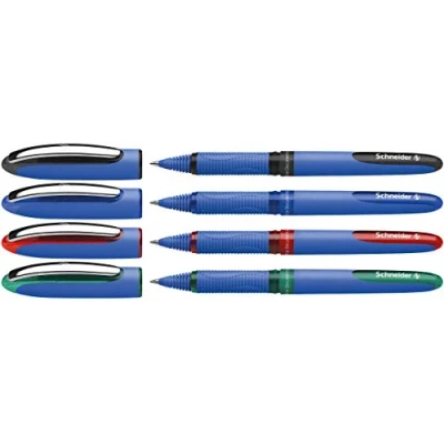 Image de Schneider One Hybrid C (Stylos roller à encre liquide) Lot de 4, Noir/Rouge/Bleu/Vert