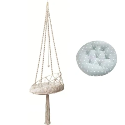 Image de Chat Hammock 51 &#039;&#039; Long de Suspendu avec 15,8 Coussin Boho macrame hamac Suspendu.