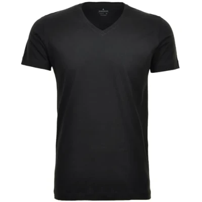 Image de Ragman T shirt Col en V et manches courtes fit double pack noir M
