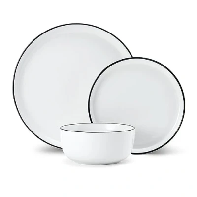Image de Mikasa Limestone service de table en porcelaine 12 pièces, blanc pour 4 avec assiettes plates, d&#039;accompagnement et bols Emballage cadeau lavable au lave vaisselle