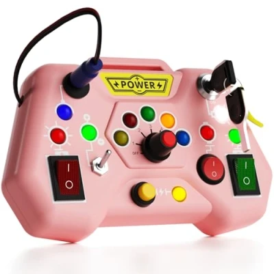 Image de Yitical Montessori Jouet Bebe 1 an LED Busy Board, Jeux Enfants de Motricité avec 8 Interrupteurs LED, D&#039;éveil Sensoriel Cadeau pour Bébé12 18 Mois 2 3 Ans Garçons Filles