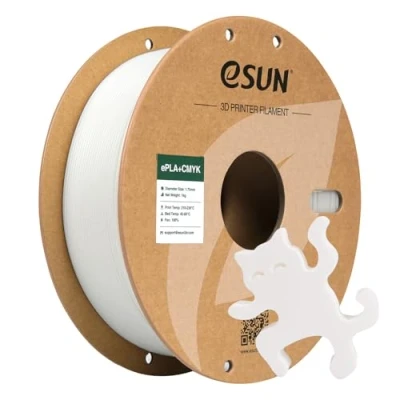 Image de eSUN Filament PLA+ 1.75mm, Lithophane PLA Plus, Précision Dimensionnelle +/ 0.03mm, Bobine de 1KG (2.2 LBS) CMYK pour Imprimante 3D FDM,Blanc