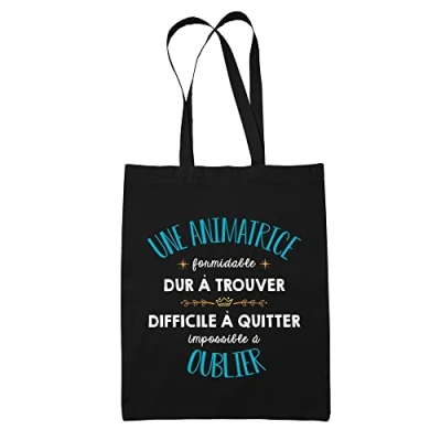 Image de Planetee Tote Bag Une Animatrice Formidable noir Sac coton cabas réutilisable cadeau amie collègue de travail, départ retraite