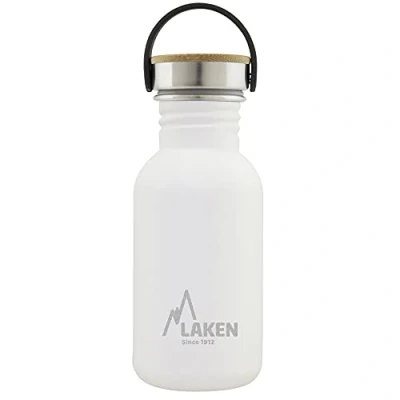 Image de Laken Bot. ac. inox Basic 500ml,tapón acero/bambú Blanco