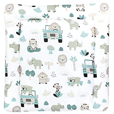 Image de TupTam Matelas à Langer Motifs pour Bebe Filles et Garçons, Zoo Vert, 75 x 85 cm