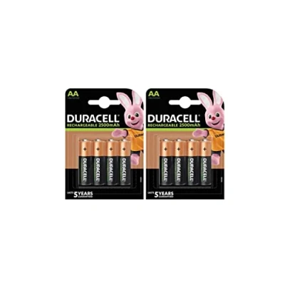Image de 8 x Duracell AA rechargeable 2500 mAh (2 ampoules de 4 batteries) piles rechargeables