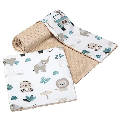 Image de Medi Partners Couverture bébé avec Oreiller 100% Coton Minky pour Enfants Bilatéral 75x100 + 35x30cm Ensemble Multifonctionnel Un lit
