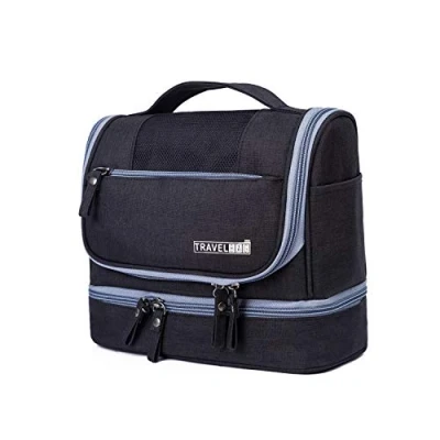 Image de FANDARE Trousse de Toilette FemmeTrousses à Maquillage Sac Cosmétique Homme Vanity Voyage Nécessaire Beauté avec la séparation sèche et Humide Conception Noir